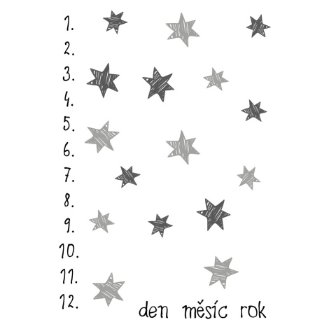 ELIS DESIGN Milníková deka na focení miminek Šedé hvězdičky varianta: se jménem miminka Elisdesign