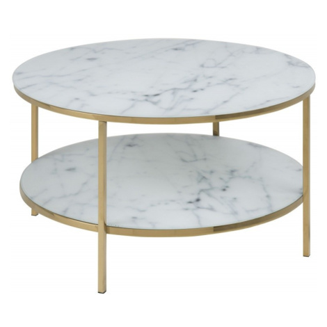Actona Konferenční kulatý stolek Alisma mramor bílý/zlatá