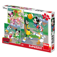 Puzzle 3x55 Mickey a Minnie sportovci