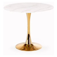 Jídelní stůl Alicia 90x75x90 cm (bílý mramor, zlatá)