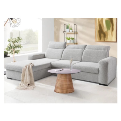 Rohová sedačka Dover, šedo-béžová strukturovaná látka, levý roh Asko