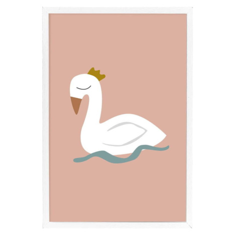 Nástěnný plakát v bílém rámu Bloomingville Mini Xander Swan, 45 x 65 cm