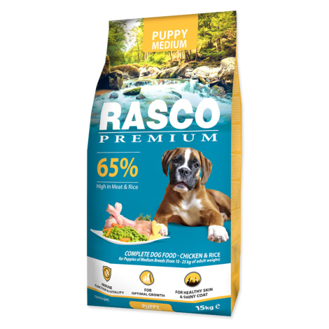 Rasco Premium Puppy Medium Kuře s rýží granule 15 kg