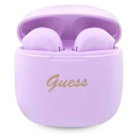 Sluchátka Bluetooth Guess True Wireless Script Logo BT5.3 6H Stereo Earphones Purple