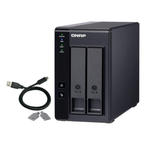 QNAP 2-bay 3.5" SATA HDD USB 3.1 Gen2 10Gbps type-C hardware RAID external enclosure. USB-C to U