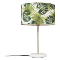 Moderní mosazná stolní lampa s listovým stínidlem 35 cm - Kaso