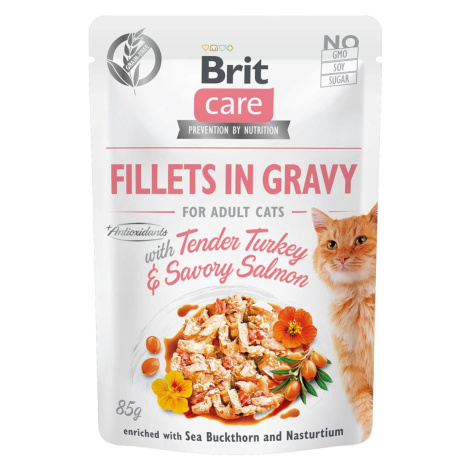 Brit Care Cat filety v omáčce s krocanem a lososem 24 × 85 g