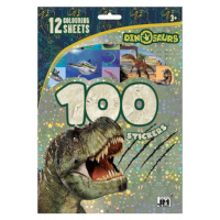 100 samolepek s omalovánkovými listy - Dinosauři