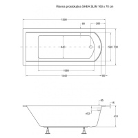 HOPA Obdélníková vana SHEA SLIM Nožičky k vaně Bez nožiček, Rozměr vany 160 × 70 cm VANSHEA160SL