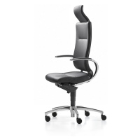 Dauphin Kancelářská otočná židle InTouch, podstavec z hliníku, leštěný, kůže, černá barva