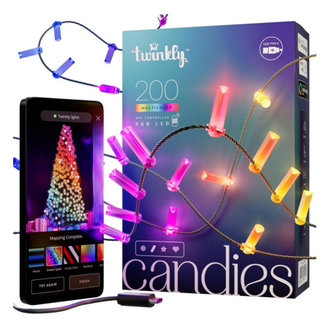 Twinkly TWKC200RGB-G - LED RGB Stmívatelný vánoční řetěz 200xLED 14 m USB Wi-Fi TWKC200RGB-G