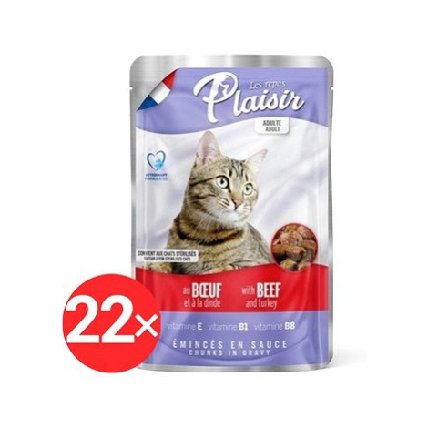 Plaisir Cat kapsička hovězí + krocan 22 × 100 g