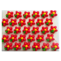 Cukrové květy červené se žlutým středem na platíčku 30ks - Fagos
