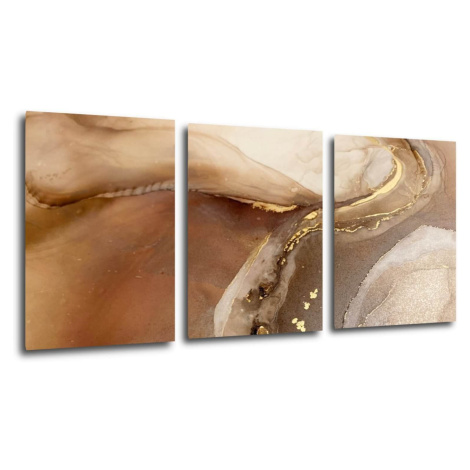 Impresi Obraz Abstrakt zlatý mramor - 150 x 70 cm (3 dílný)