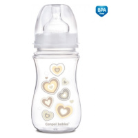 CANPOL 35/217 Antikoliková širokohrdlá láhev Easystart Newborn Baby 240 ml béžová srdíčka