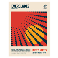 Ilustrace Evergldes National Park Travel Poster, Retrodrome, 30 × 40 cm