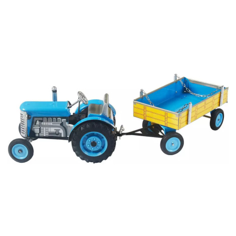 KOVAP Traktor Zetor retro model 1:25 plechový Modrý na klíček Kov 0395