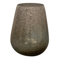 Váza válec kónická skleněná NYA stříbrno-zelená 16cm