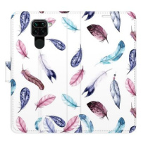 iSaprio flip pouzdro Colorful Feathers pro Xiaomi Redmi Note 9