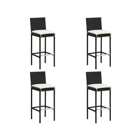 Zahradní barové stoličky s poduškami 4 ks černé polyratan, 313437 SHUMEE
