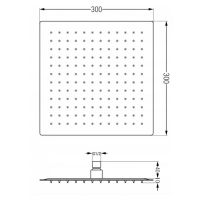 MEXEN/S Slim čtvercová sprchová hlavice déšť 30 x 30 cm + sprchové rameno, grafit 79130112-66