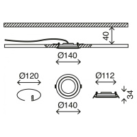 BRILONER 3ks sada LED vestavné svítidlo, pr. 14 cm, 8 W, matný nikl BRI 7285-032