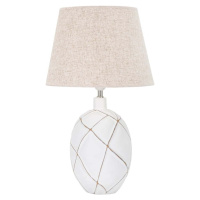 Stolní lampa s textilním stínidlem v bílo-krémové barvě (výška 60 cm) Lines – Mauro Ferretti