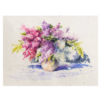 Ilustrace Bouquet of white and violet lilacs, DeepGreen, 40 × 30 cm