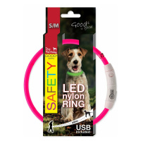 Obojek Dog Fantasy LED nylon růžový 45cm