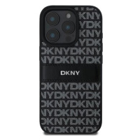 DKNY PU Leather Repeat Pattern Tonal Stripe Zadní Kryt pro iPhone 16 Pro Black