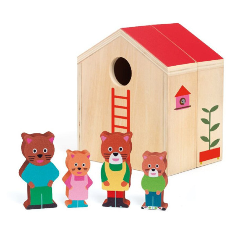 DJECO Dřevěný domeček pro kočičí rodinku