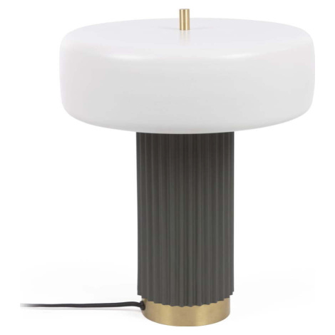 Bílo-zelená stolní lampa s kovovým stínidlem (výška 37,5 cm) Serenella – Kave Home