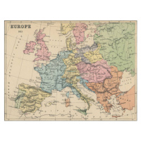 Mapa Old chromolithograph map of Europe in 1812, mikroman6, 40 × 30 cm