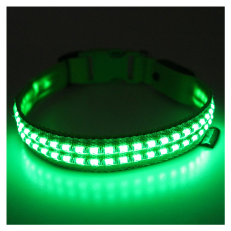 Reedog luminous USB svíticí obojek pro malé, střední a velké psy - zelená - L
