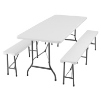 tectake 404527 kempinková sada stolu a lavice - skládací - bílá bílá umělá hmota