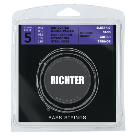 Richter Electric Bass Strings Ion Coated, 5-String, Medium 45-130 Richter Czech