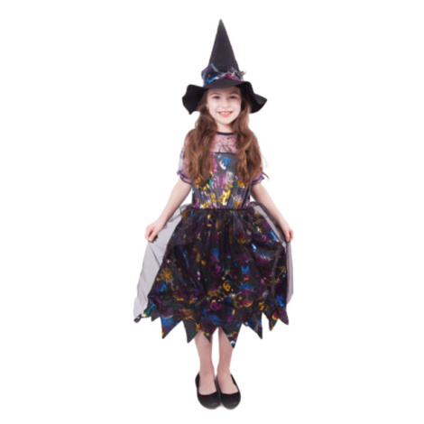 Dětský kostým čarodějnice/ Halloween - barevná (M)