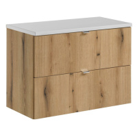 Comad Závěsná skříňka pod umyvadlo Nova Oak I s deskou 80 cm bílá/dub coast evoke