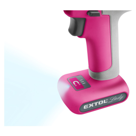 vrtací šroubovák aku, růžový, 12V Li-ion, 1500mAh Extol Lady