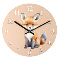 Barevné nástěnné hodiny pro děti - liška