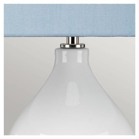 Elstead Textilní stolní lampa Isla leštěný nikl/modrá