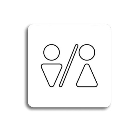 Accept Piktogram "WC muži, ženy V" (80 × 80 mm) (bílá tabulka - černý tisk bez rámečku)