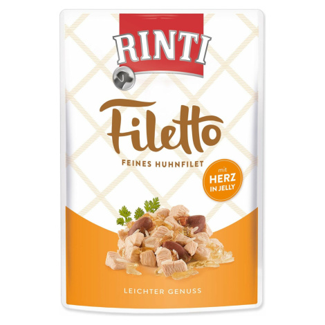 Kapsička Rinti Filetto Adult kuřecí a kuřecí srdce v želé 100g