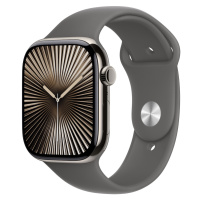 Apple Watch Series 10 42mm Cellular přírodní titan se skálově šedým sportovním řemínkem M/L MWXE