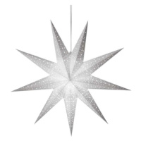 Vánoční hvězda papírová EMOS DCAZ08 230V bílá se stříbrnými třpytkami E14 bez žárovky