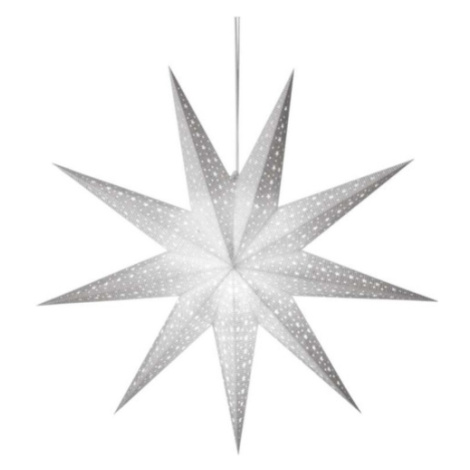 Vánoční hvězda papírová EMOS DCAZ08 230V bílá se stříbrnými třpytkami E14 bez žárovky
