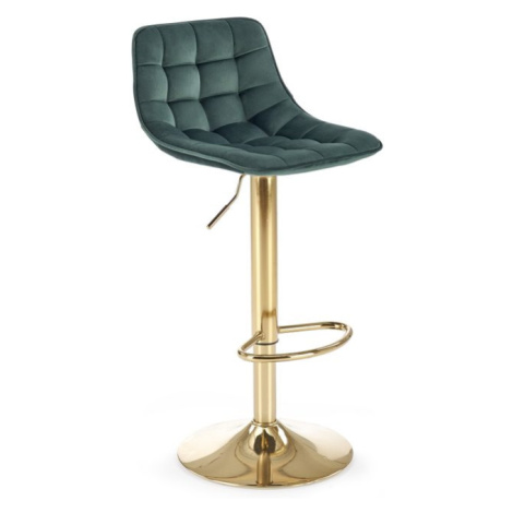 Halmar Barová židle H120, tmavě zelená/zlatá