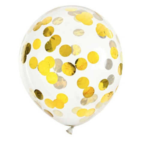 Balónky latexové transparentní se zlatými konfetami 30 cm 6 ks PartyDeco