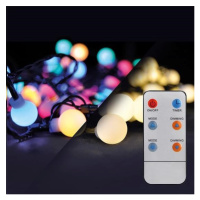 Solight LED 2v1 venkovní vánoční řetěz, koule, dálkový ovladač, 100LED, RGB+bílá, 10m+5m, 8 funk