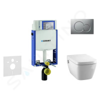 GEBERIT Kombifix Modul pro závěsné WC s tlačítkem Sigma01, matný chrom + Tece One sprchovací toa